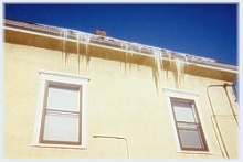 Ice Dams on Sides of House ~ Click for a larger image