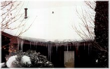 Major Ice Dams - Note How Far The Ice Has Formed Up The Roof ~ Click for a larger image